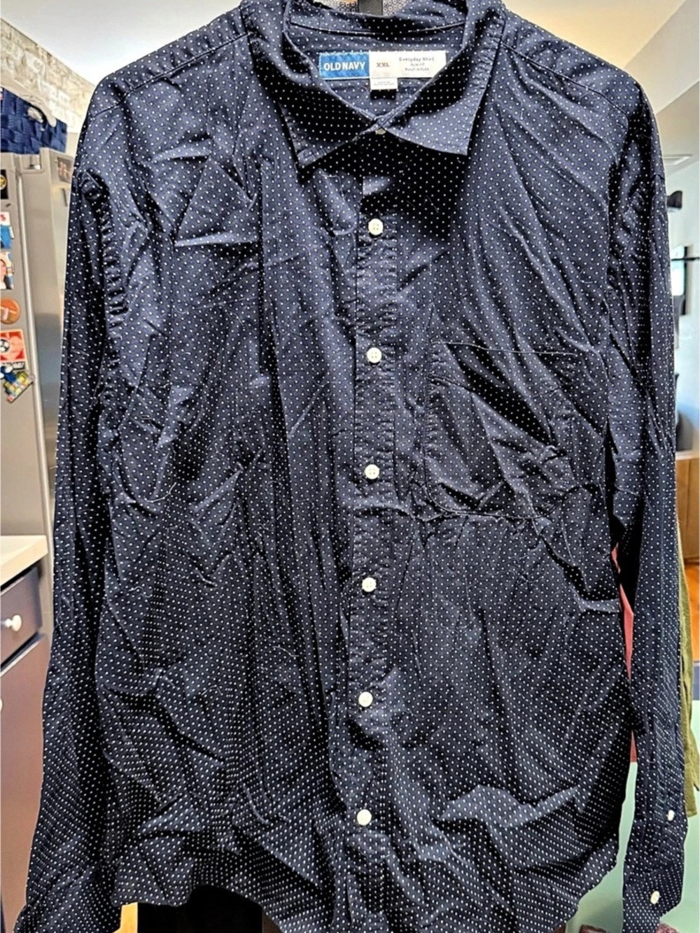 Old Navy Everyday Shirt Slim Fit Built-In Flex Men's Polka Dot Button Down XXL L